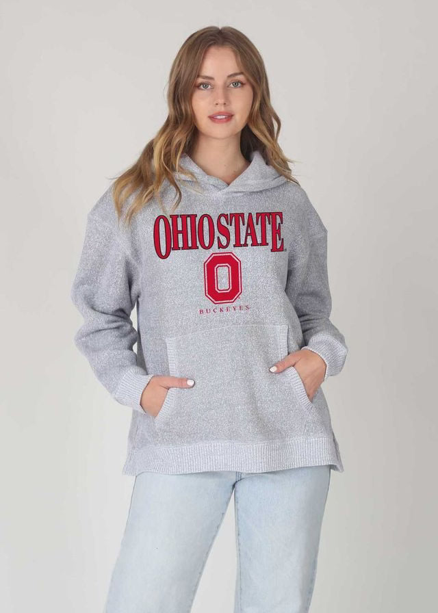 Ohio State Buckeye hoodie on smiling girl