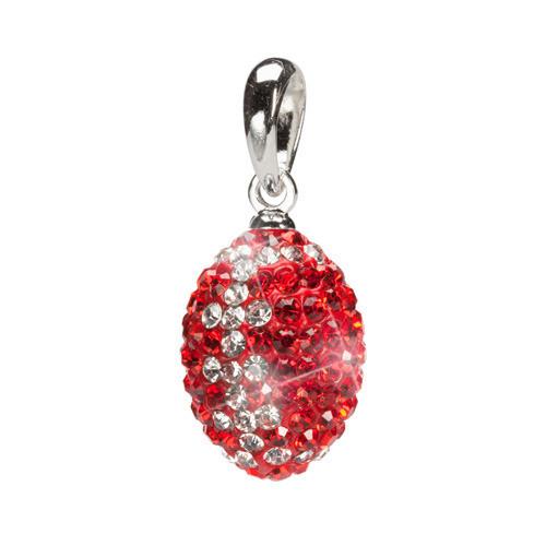 charm RED AND CLEAR CRYSTAL FOOTBALL PENDANT NECKLACE