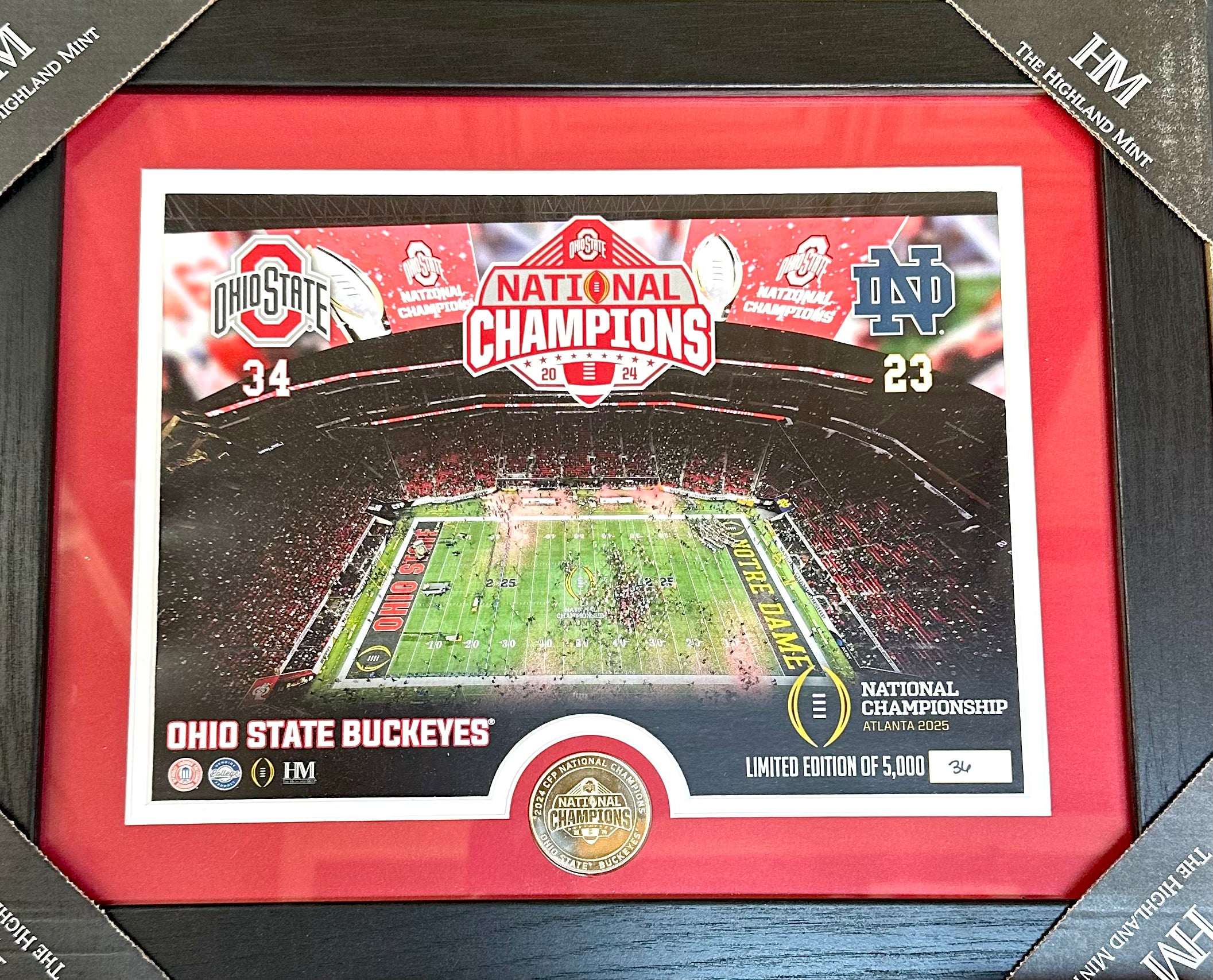 OHIO STATE BUCKEYES 2024-25 CFP NATIONAL CHAMPIONS CELEBRATION BRONZE COIN PHOTO MINT