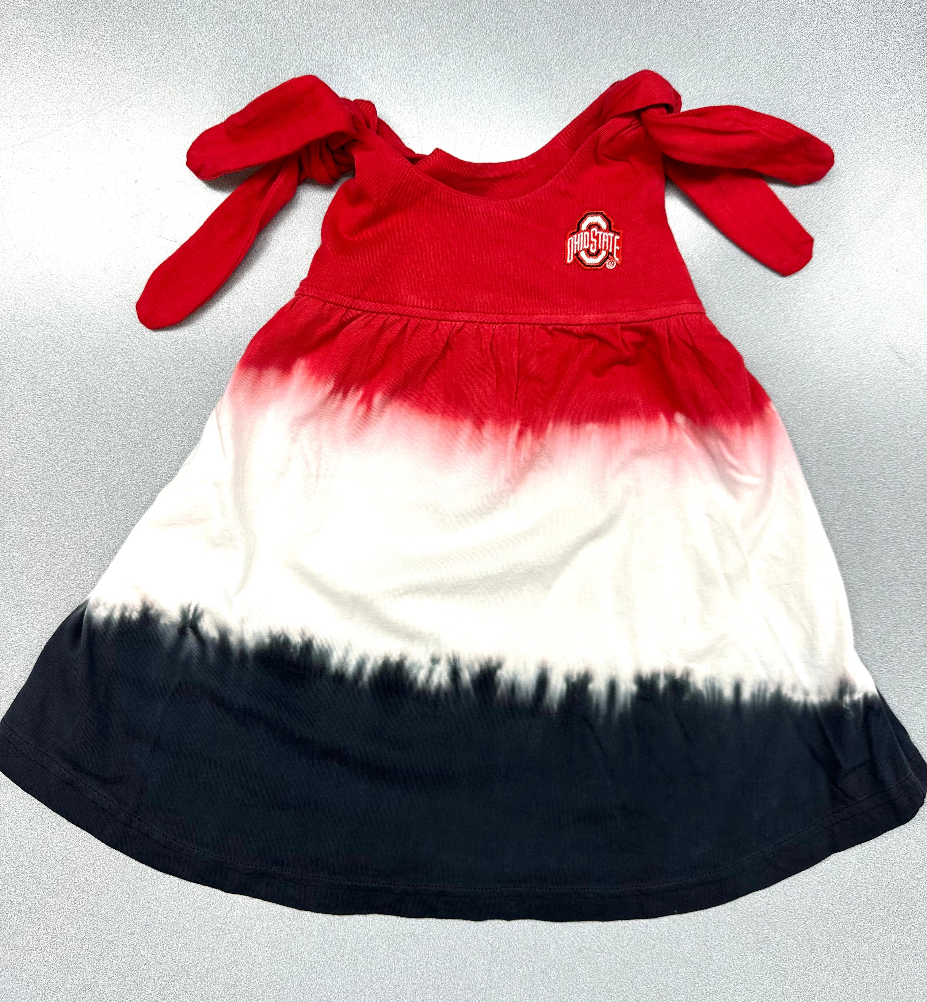 Scarlet & Gray Buckeyes tie dye girl sundress baby cotton