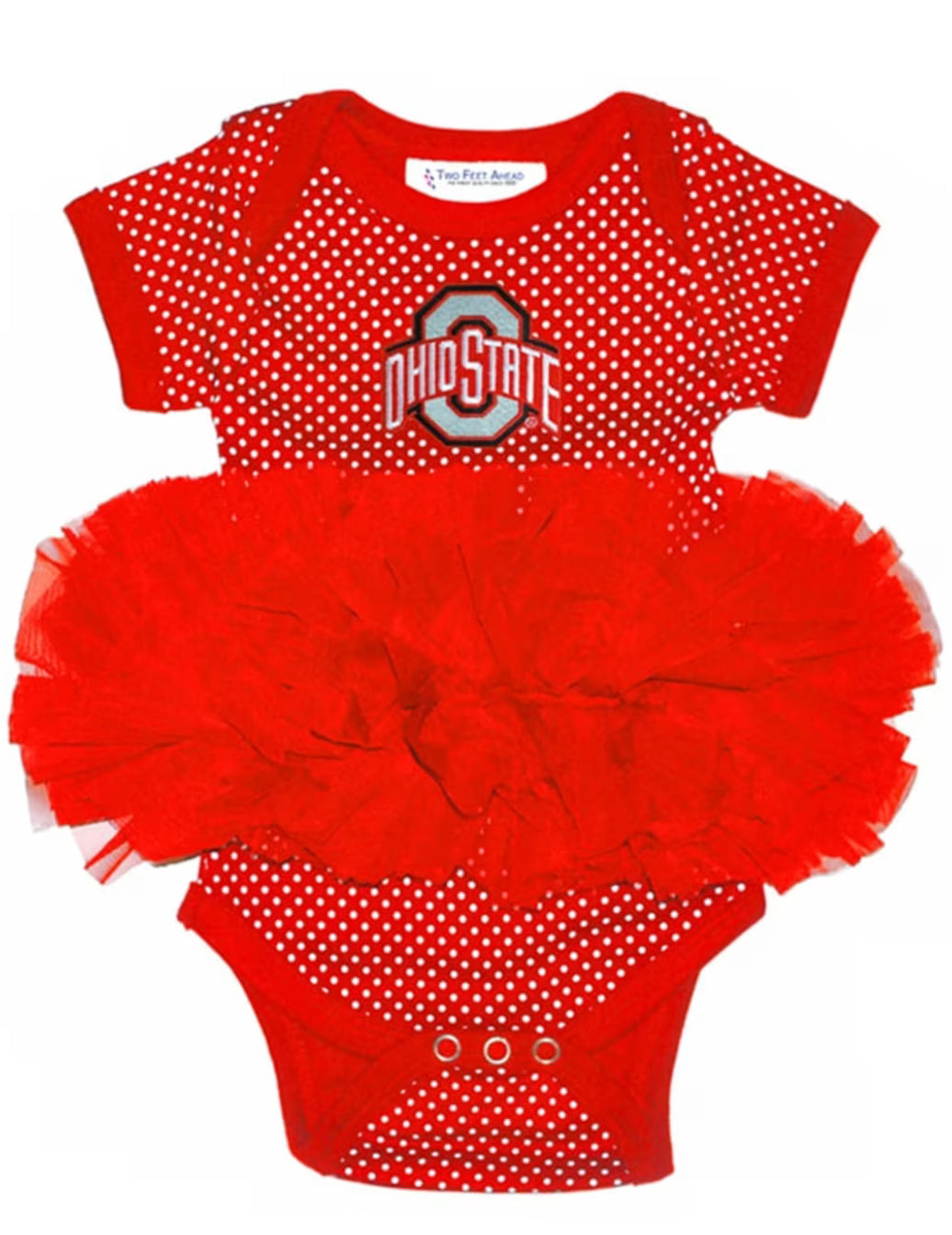Buckeyes baby girl onesie with red tutu and heart design