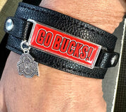 Ohio State Buckeye Spirit slogan bracelet with logo charm