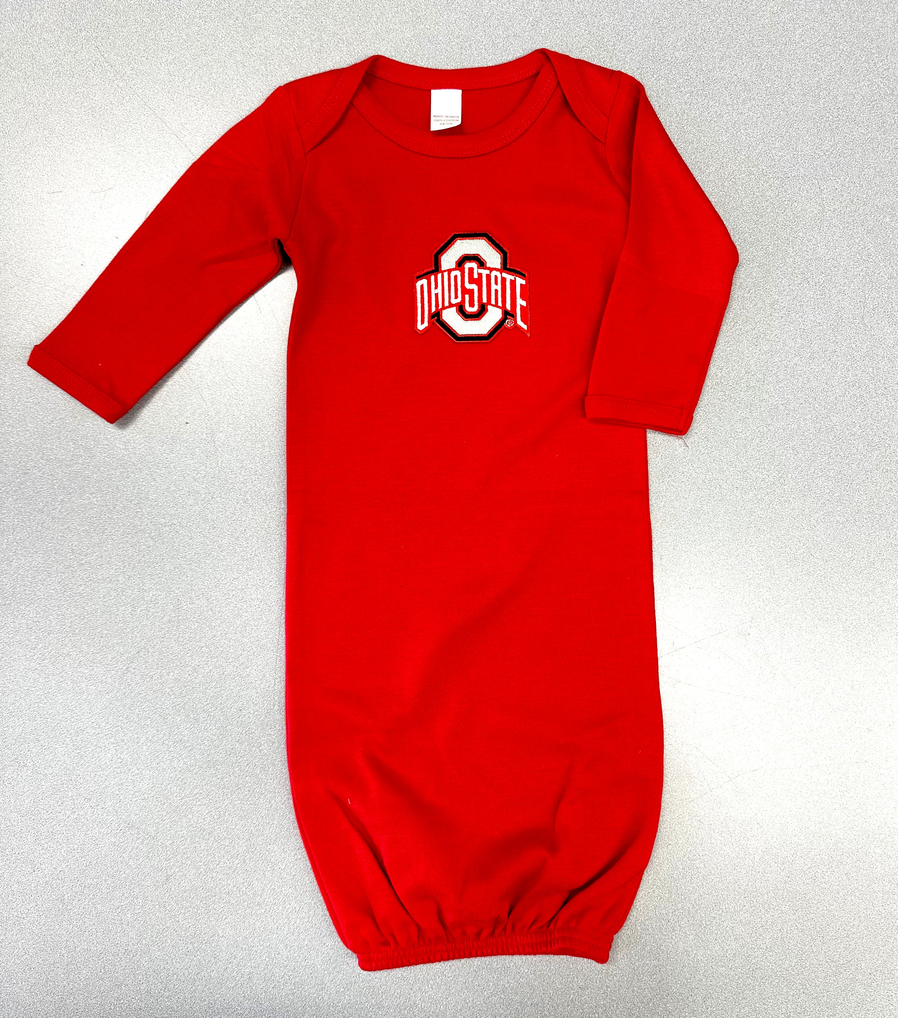 red Ohio State infant gown
