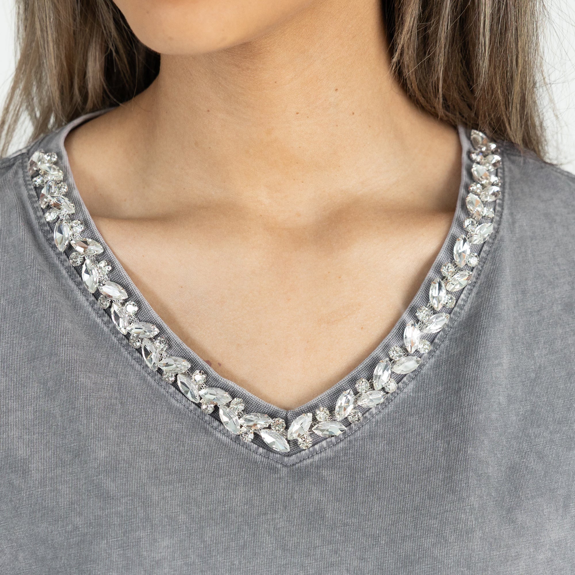 Feminine game day tee in black with rhinestone Ohio State detail