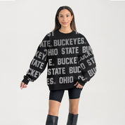 Heavyweight drop shoulder Buckeyes sweatshirt with rhinestones