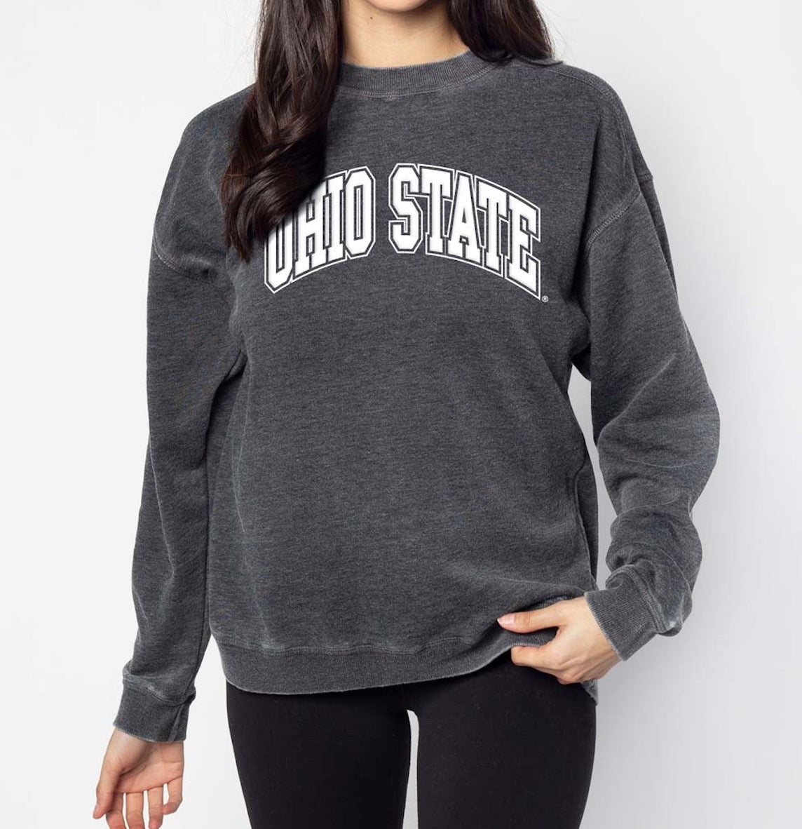 OHIO STATE ARCHED LOGO CAMPUS CREW SWEATSHIRT OSU Sports Fans