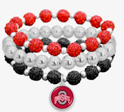 Sparkling Buckeye bracelet in red silver black crystal beads