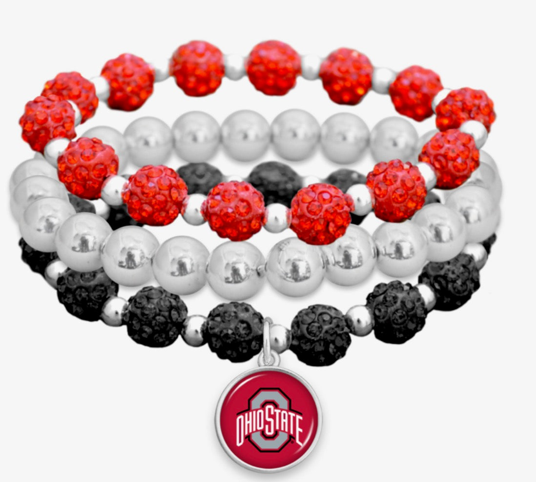 Sparkling Buckeye bracelet in red silver black crystal beads