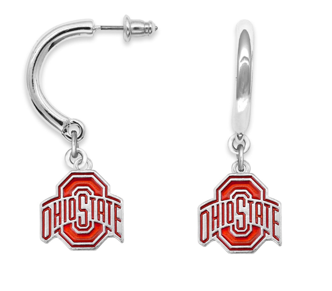 Elegant Ohio State University earrings with charm logo