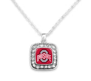 18 inch braided chain Ohio State University necklace with bling charm