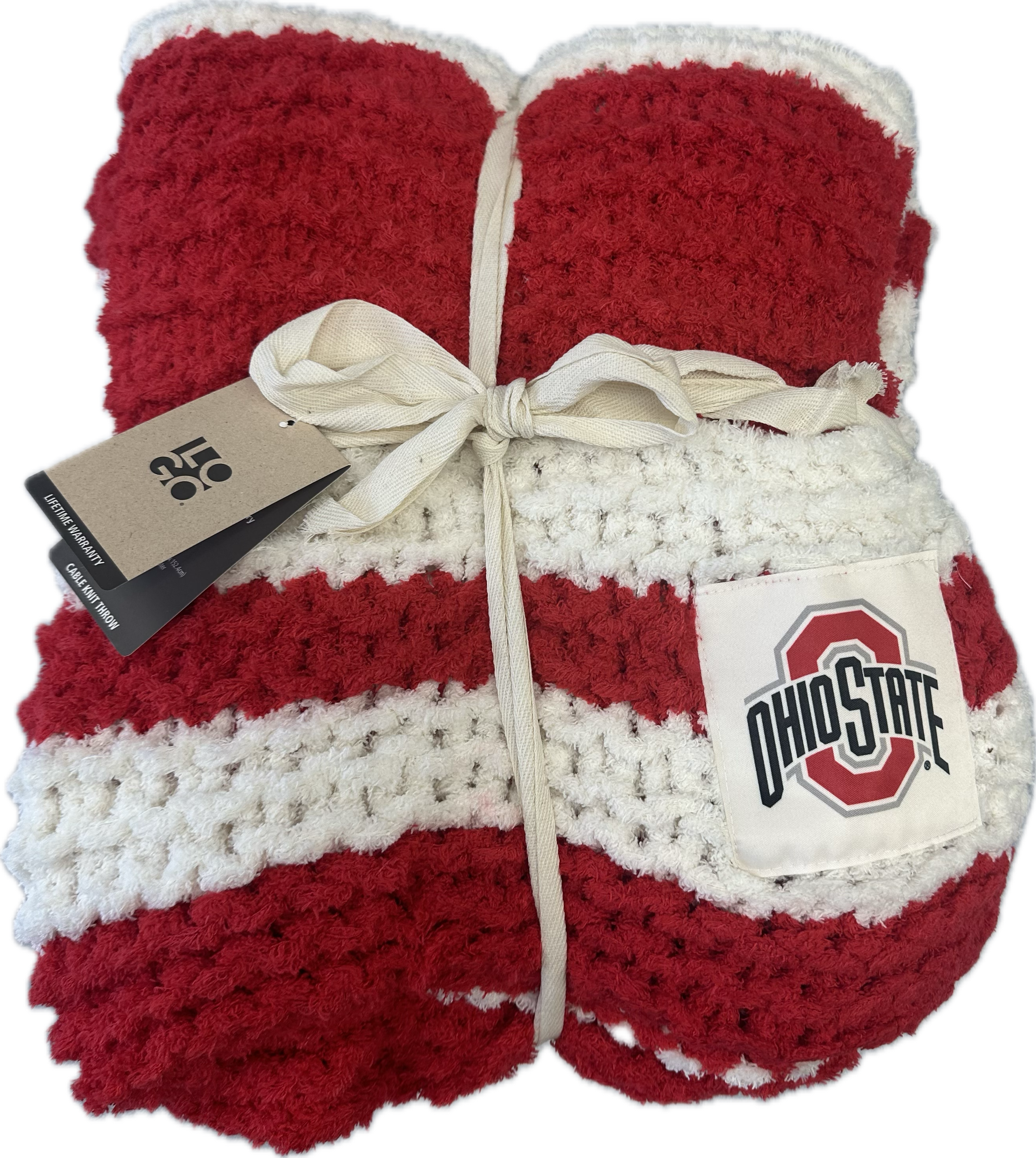 wrapped HIO STATE CABLE KNIT THROW
