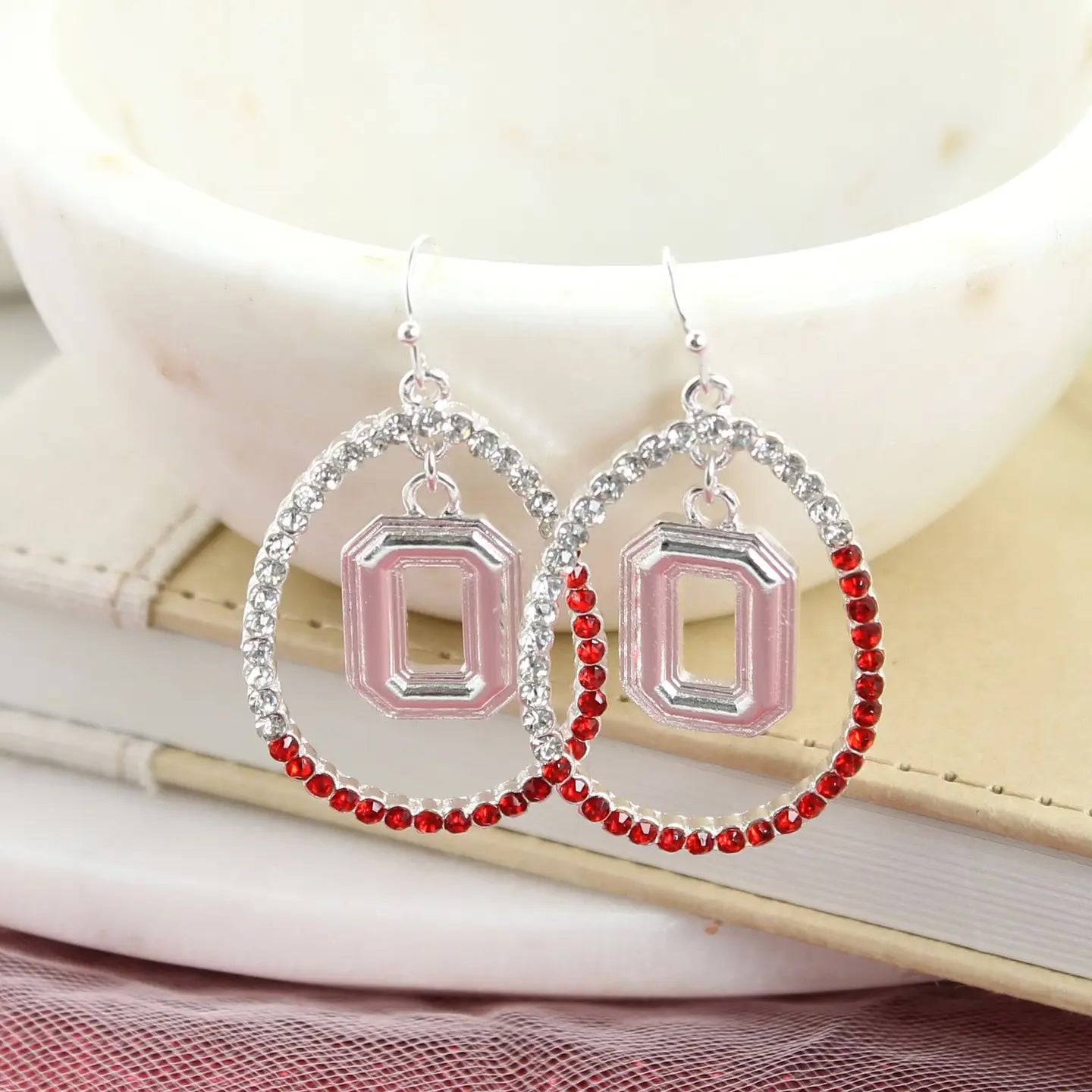 side of OHIO STATE BUCKEYES CRYSTAL LOOP EARRINGS
