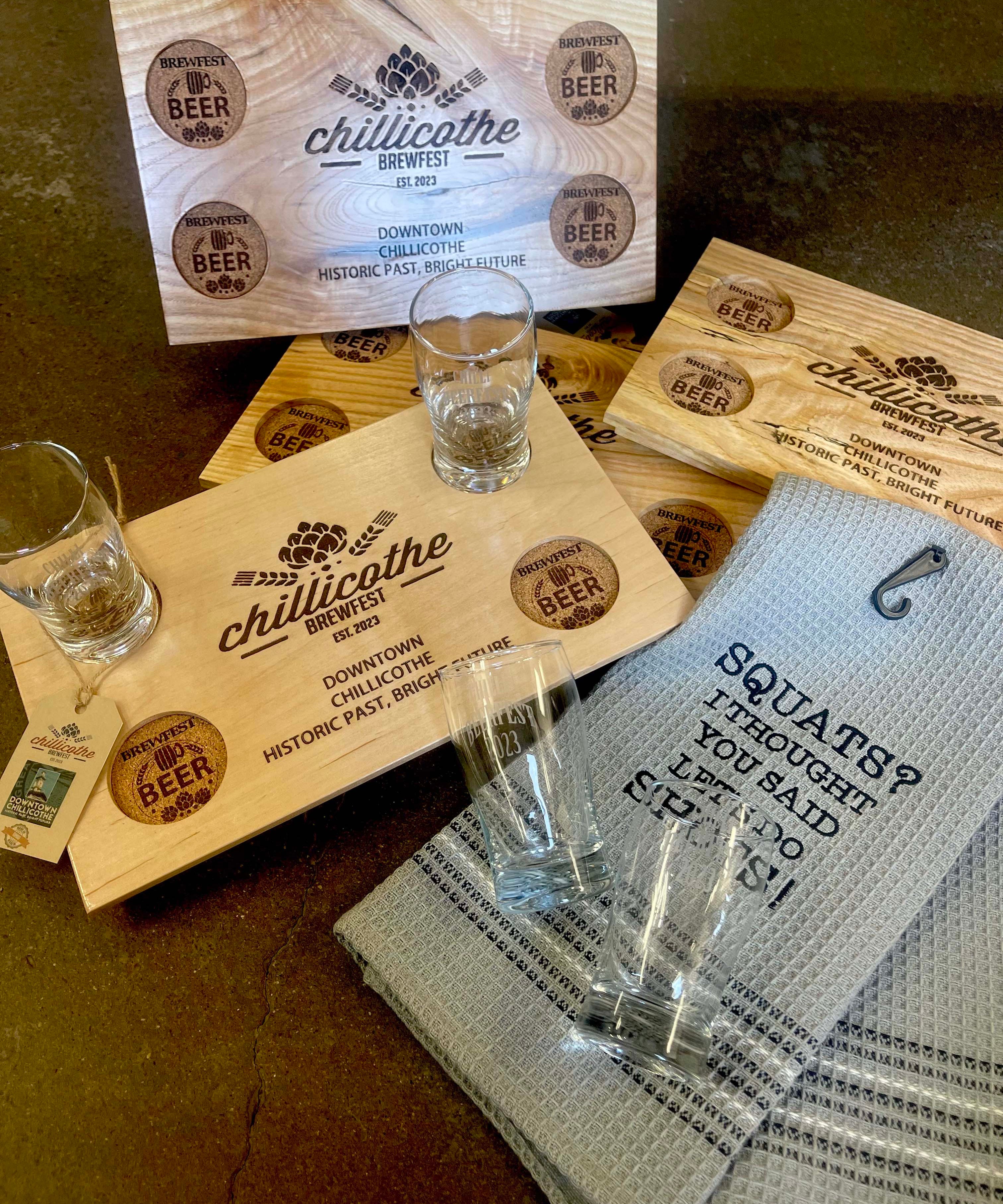 towels and beer boards