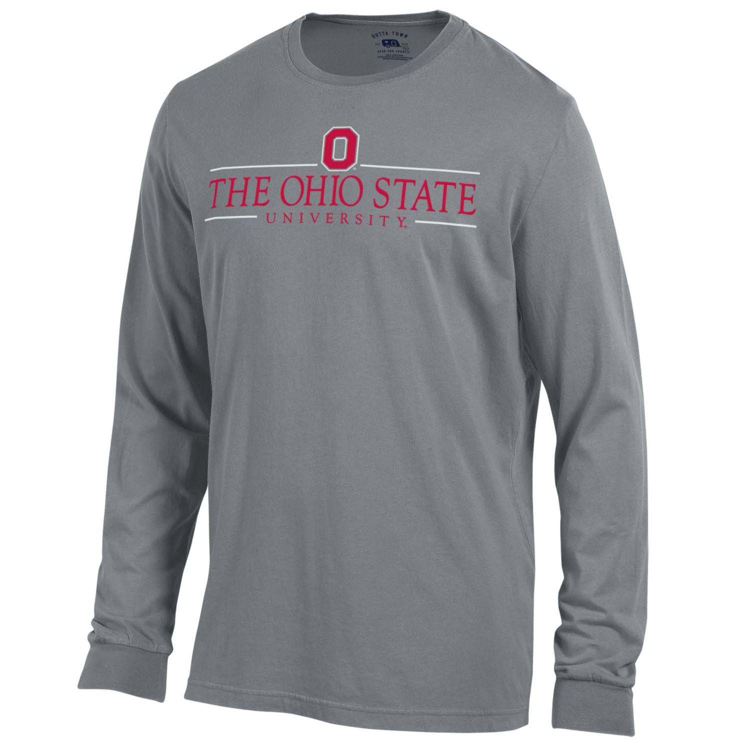 OHIO STATE BUCKEYE OUTTA TOWN LONG SLEEVE TEE BY CHAMPION OSU