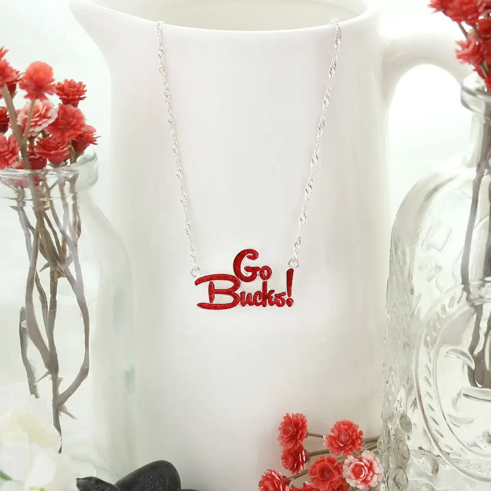 OHIO STATE BUCKEYES "GO BUCKS" SLOGAN NECKLACE