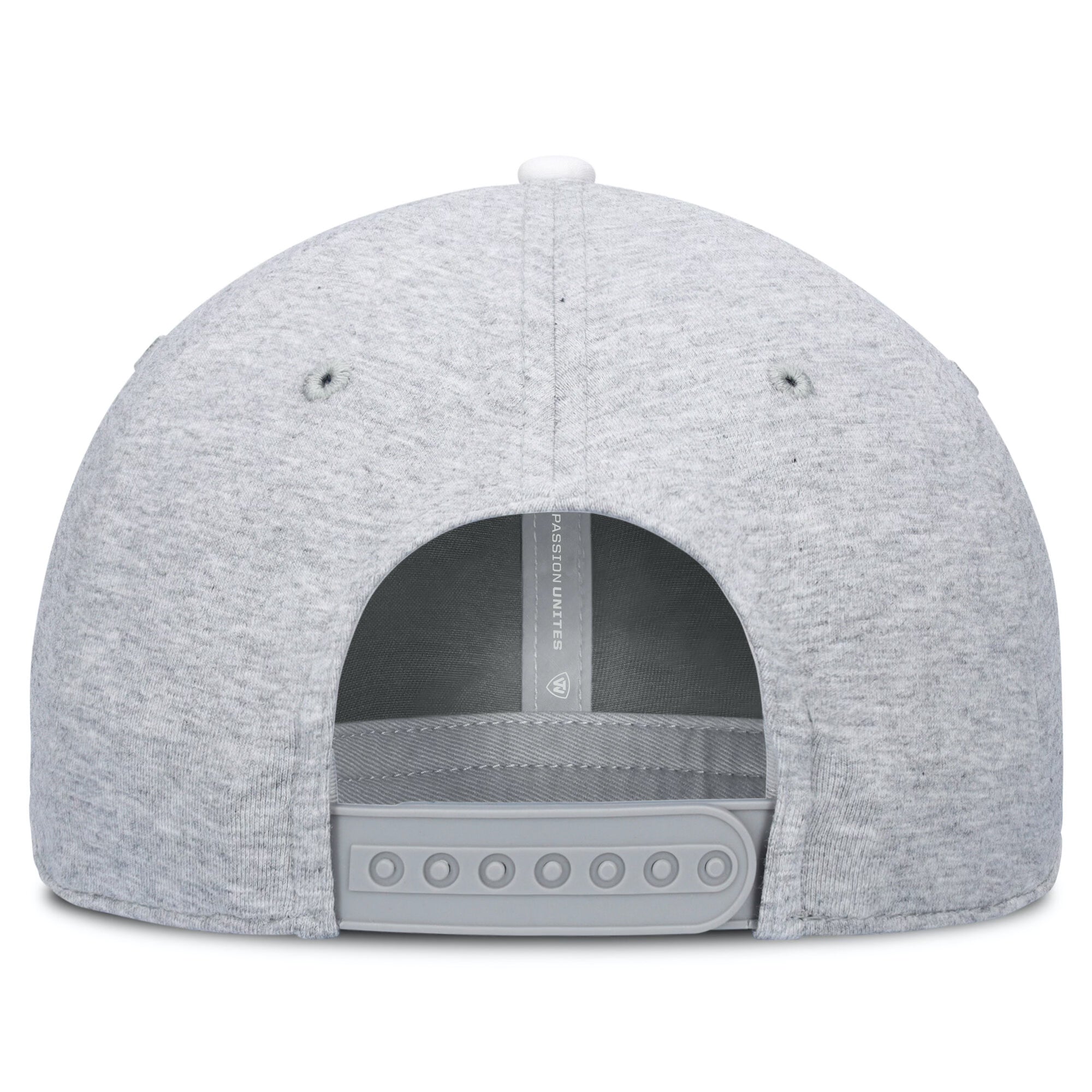 back of 2024 National Champion Athletic Gray Heather and White CFP Champs Script Adjustable Hat