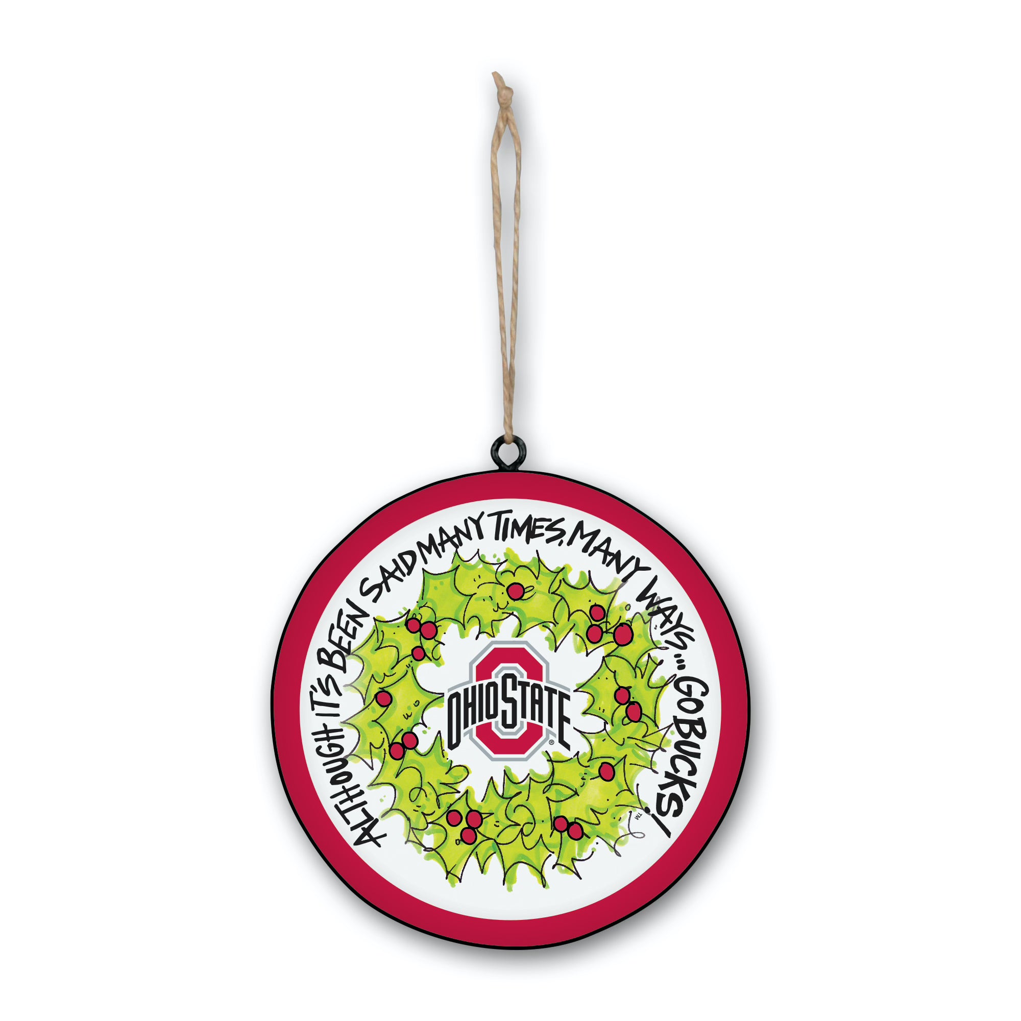 4.5” Ohio State metal ornament