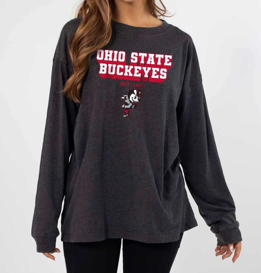 OHIO STATE BUCKEYES FOREVER LONG SLEEVE TEE WITH BRUTUS LOGO