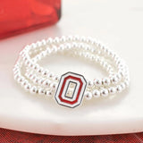 OHIO STATE GLITTER ENAMEL LOGO STRETCH BRACELET SET