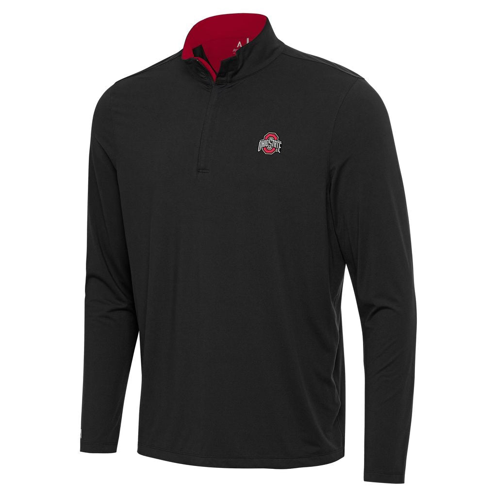 Ohio State Content 1/4 Zip Pullover – Black/Dark Red by Antigua