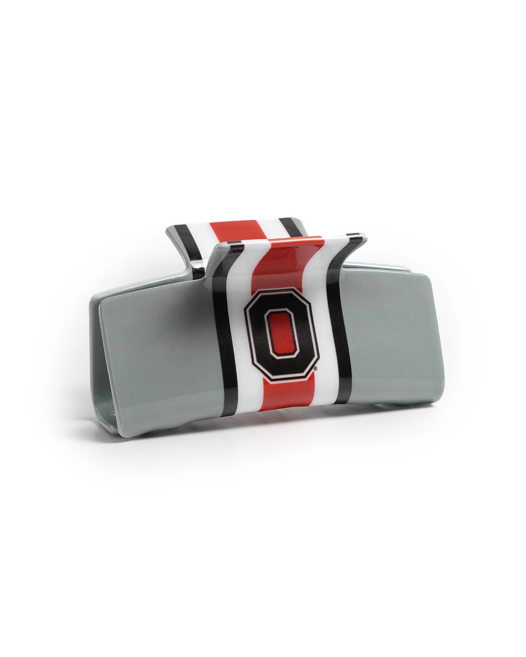 GRAY HELMET STRIPE BLOCK O hair clip