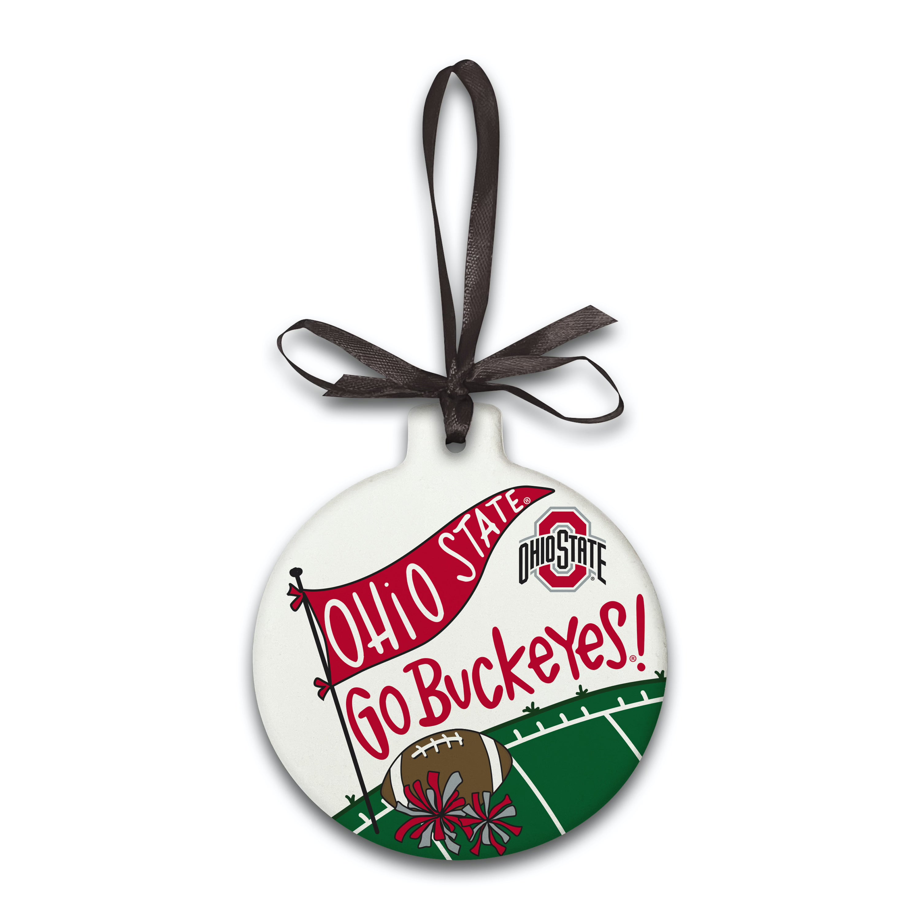 OHIO STATE CERAMIC FLAT ORNAMENT – 4" X 4.5"