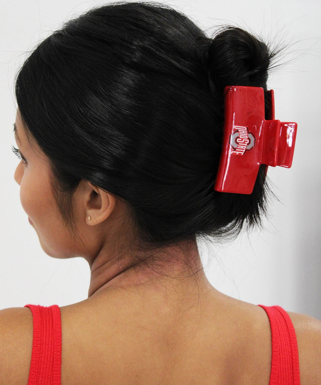 in hair, OHIO STATE® ECO SCARLET LOGO hair clip