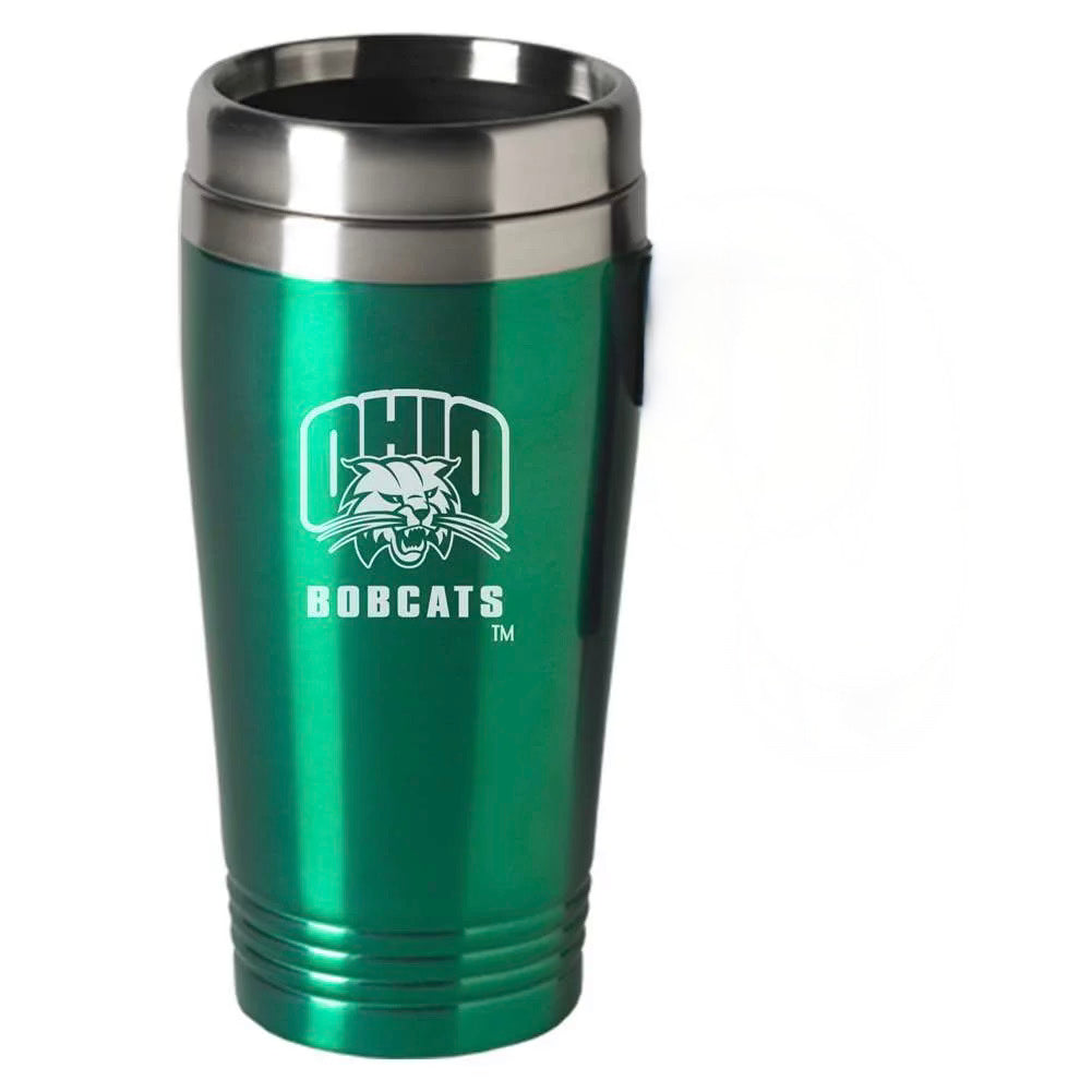 Ohio Bobcats Engraved 16oz Stainless Steel Travel Mug Tumbler - Green
