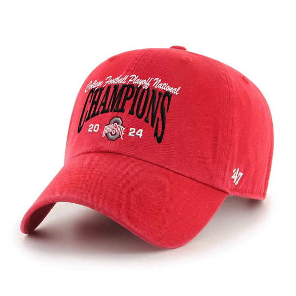 OHIO STATE BUCKEYES CFP NATIONAL CHAMPS ’47 CLEAN UP HAT – OFFICIAL NCAA RED ADJUSTABLE CAP