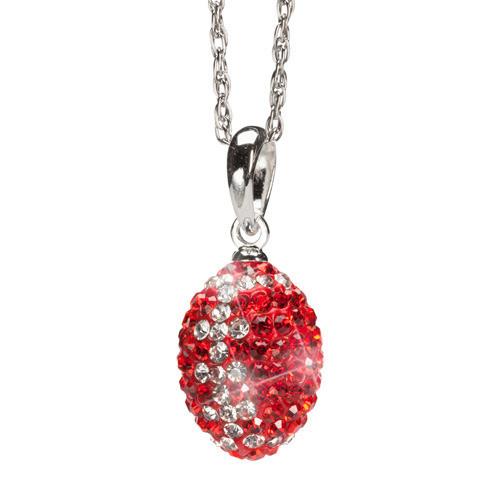 RED AND CLEAR CRYSTAL FOOTBALL PENDANT NECKLACE