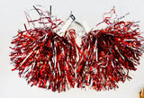 RED & SILVER SHIMMER POMS – 14"