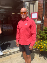 OSU EXPOSURE LONG SLEEVE WOVEN RED BUTTON DOWN