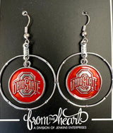 OHIO STATE DANGLE HOOP EARRINGS