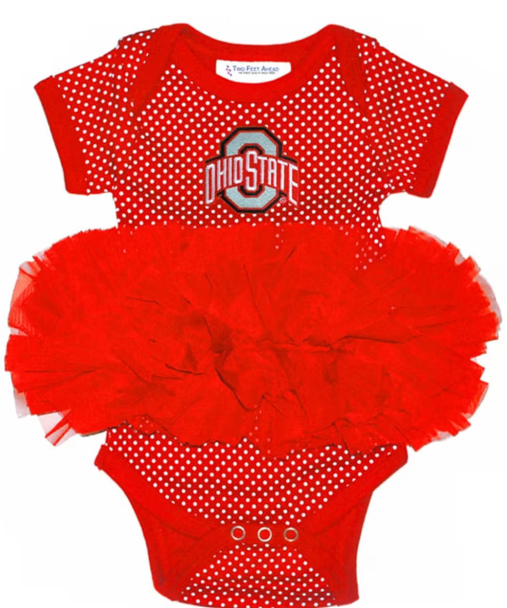 Buckeyes baby girl onesie with red tutu and heart design
