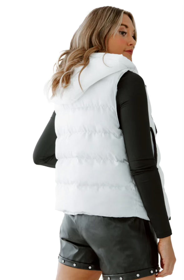 back HOODED SNAP PUFFER VEST