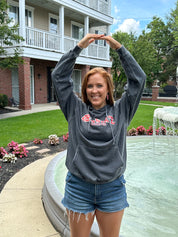 college girl wearing Everybody Hoodie in Charcoal