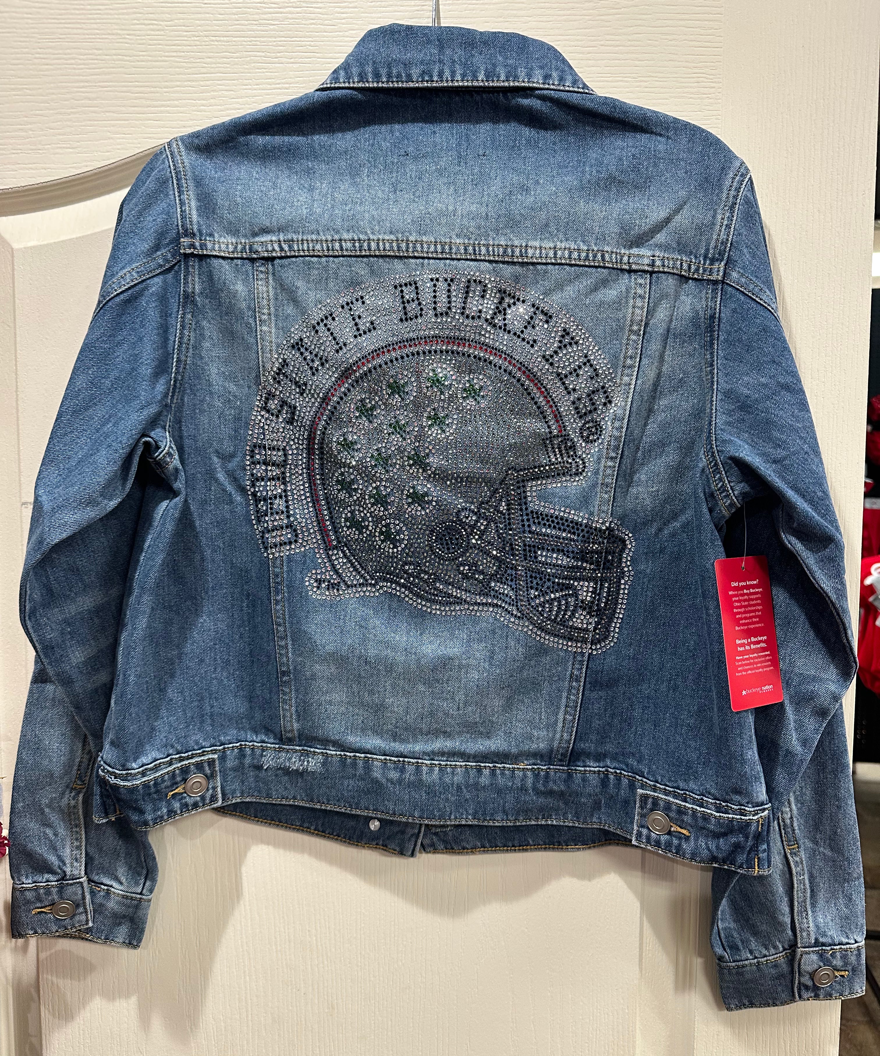 back of jean jacket ohio state university