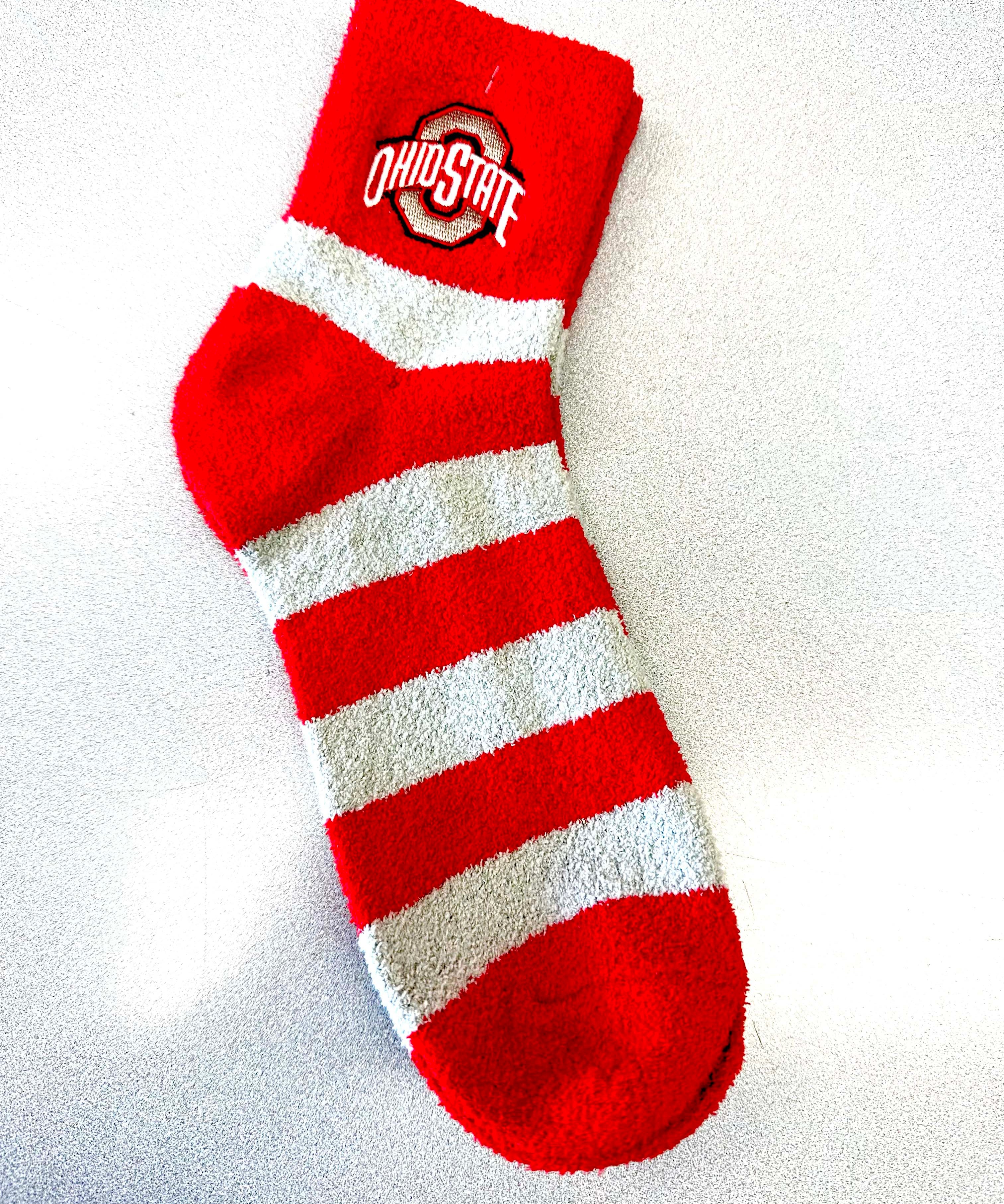 OHIO STATE Stripe Fuzzy Socks by Donegal Bay