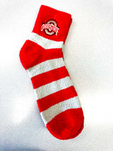 OHIO STATE STRIPE FUZZY SOCKS BY DONEGAL BAY