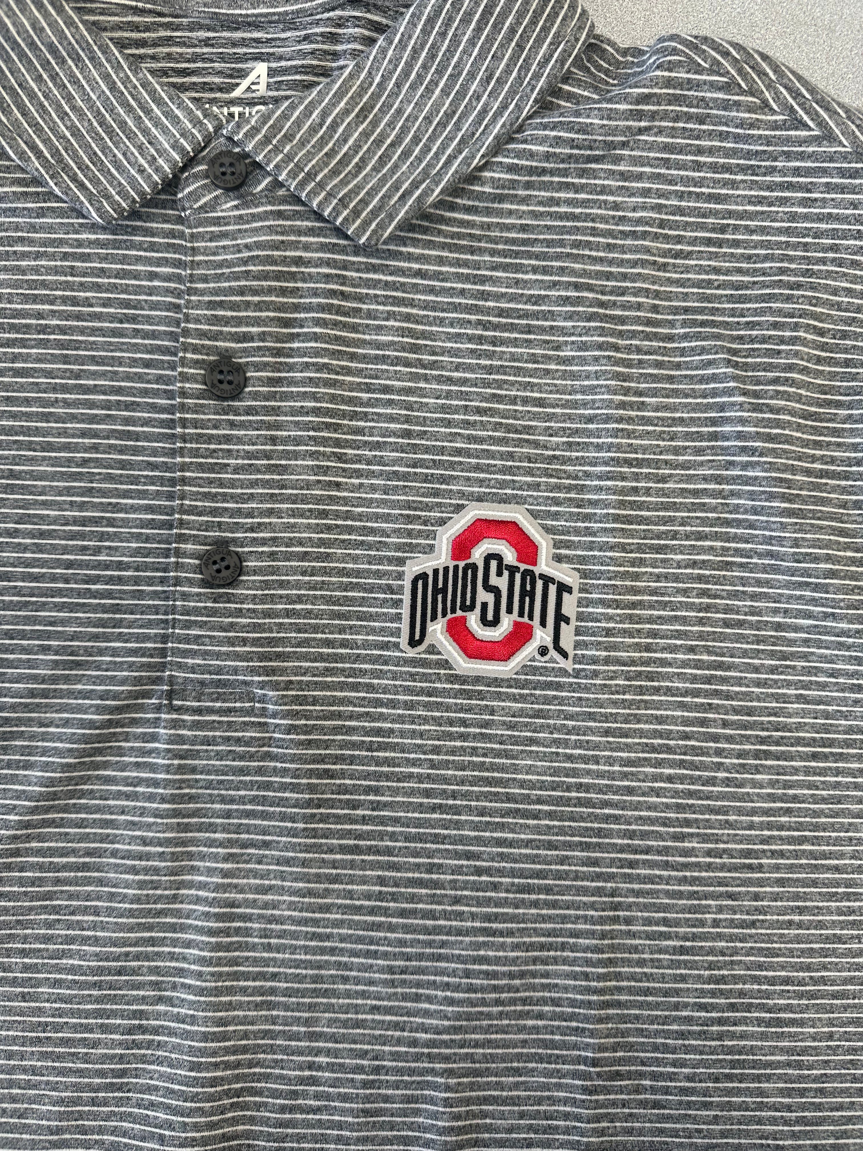 close up SCHEME BLACK HEATHER STRIPE POLO