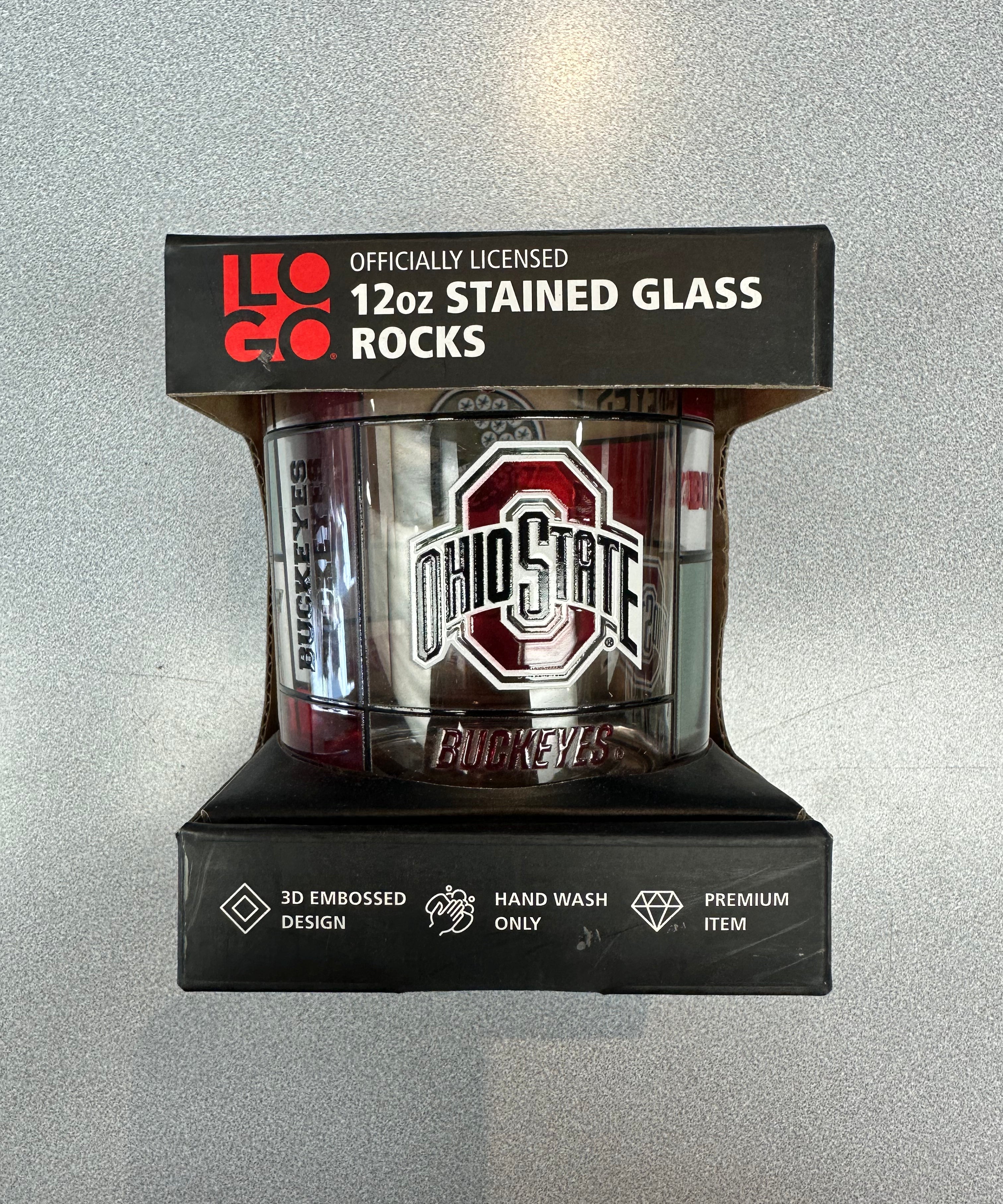 Quilted pattern Ohio State glassware perfect for game day