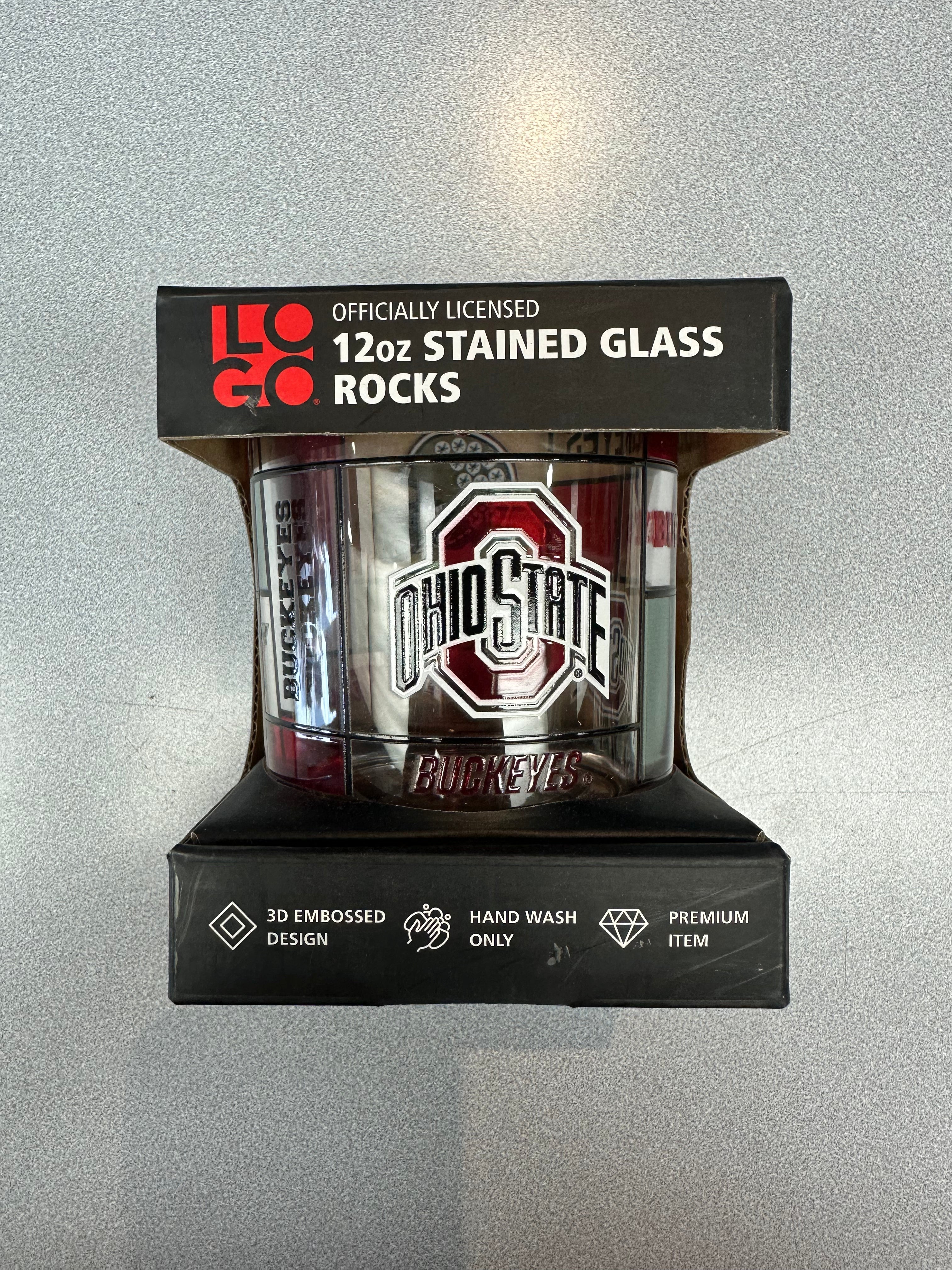 Quilted pattern Ohio State glassware perfect for game day