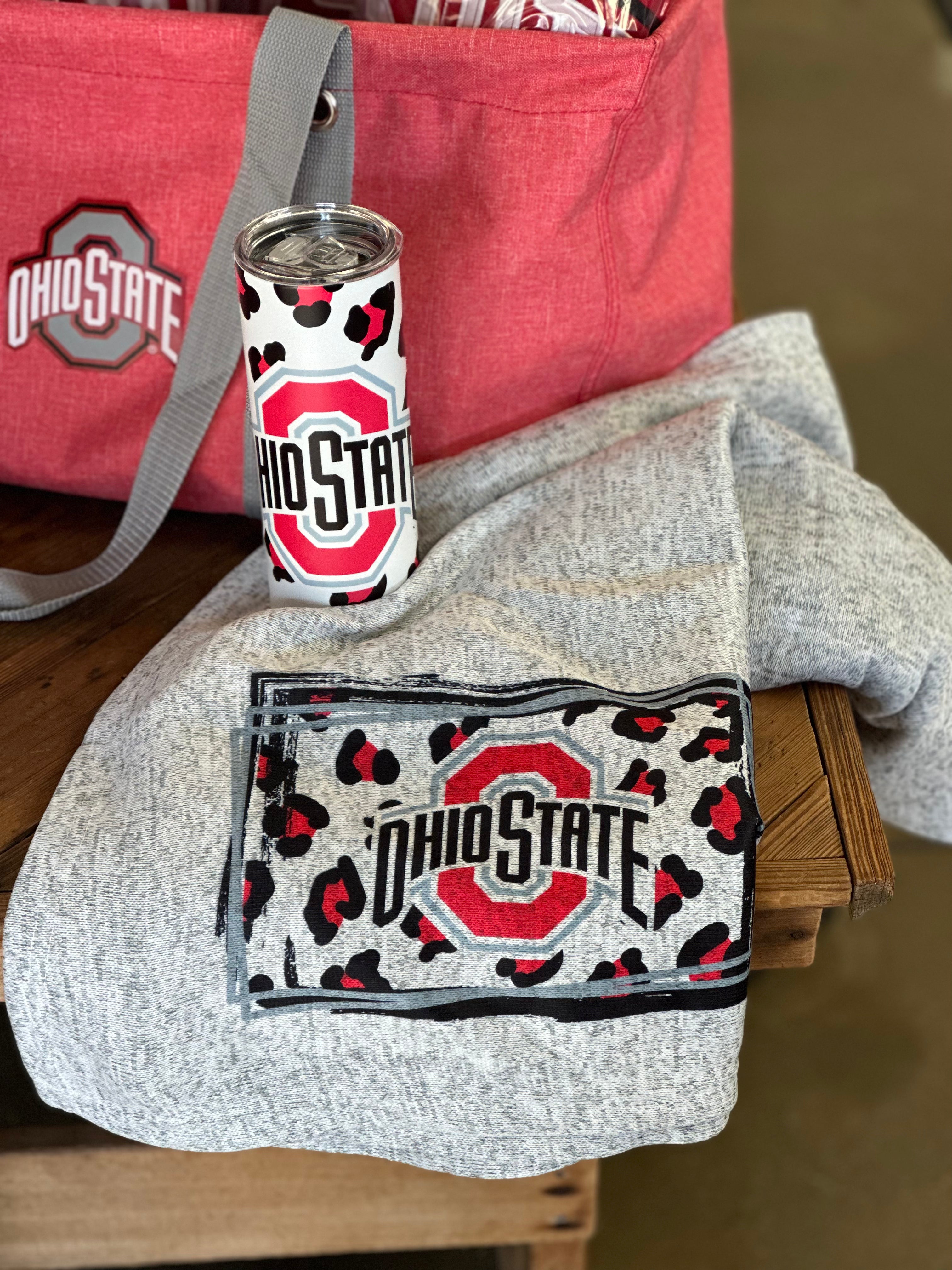 Ohio State University Leopard Throw Blanket OSU Sports Fans