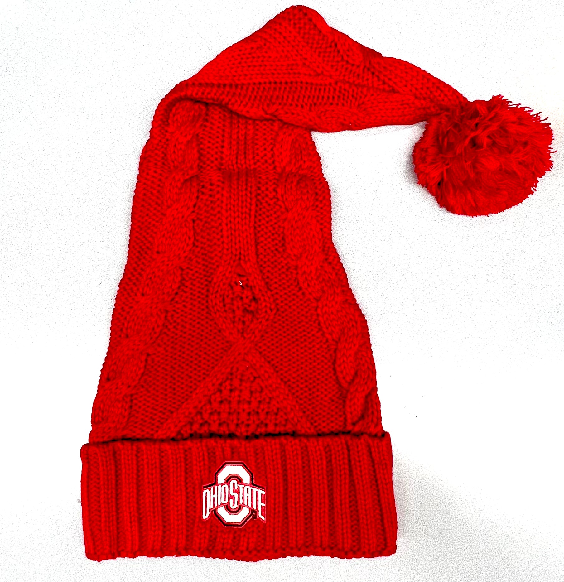 HOLIDAY RED KNIT SANTA CAP WITH OHIO STATE LOGO