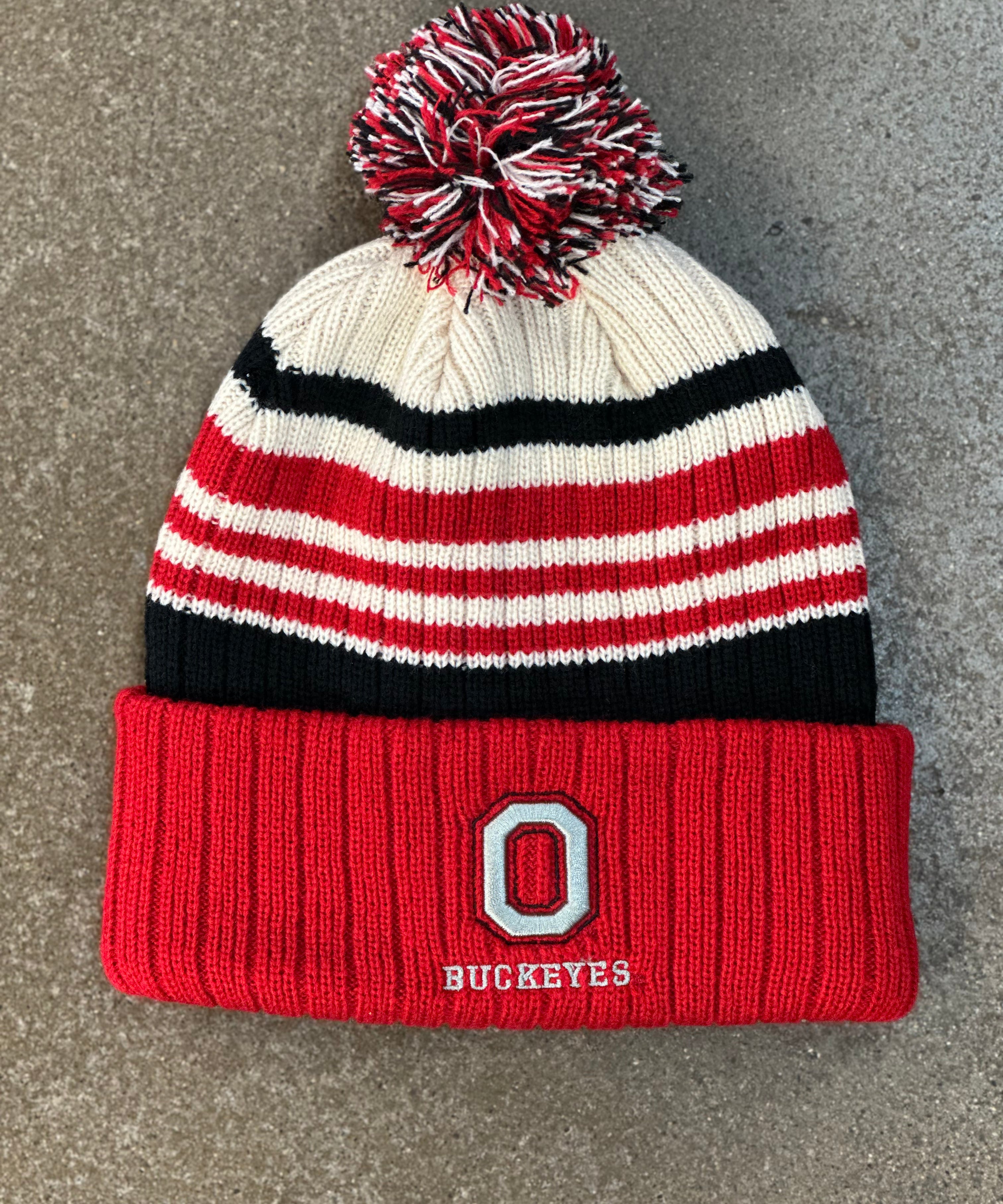 OSU Striped pom pom hat