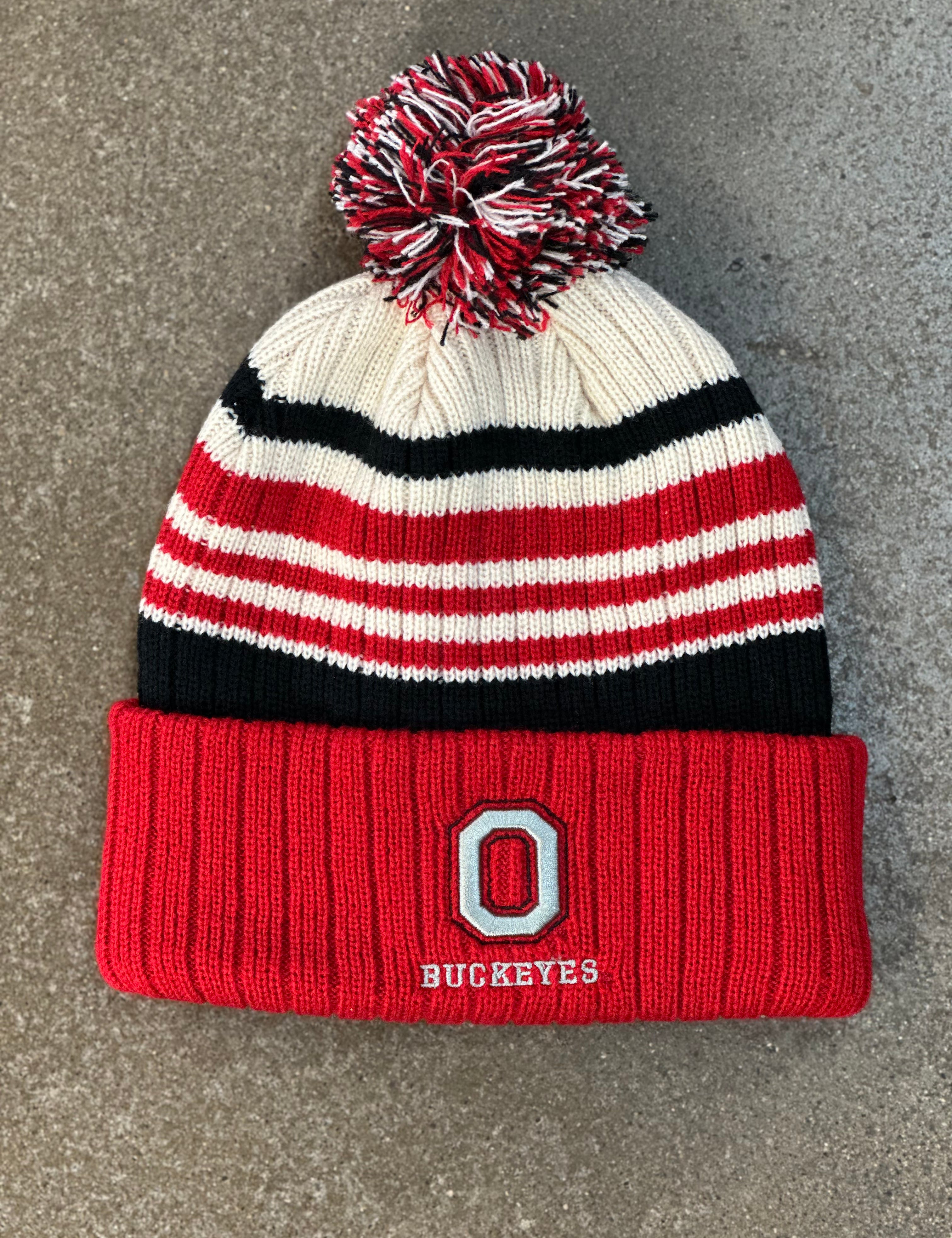 OSU Striped pom pom hat