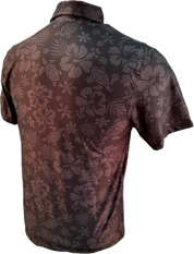Brown floral patterned shirt on a white background