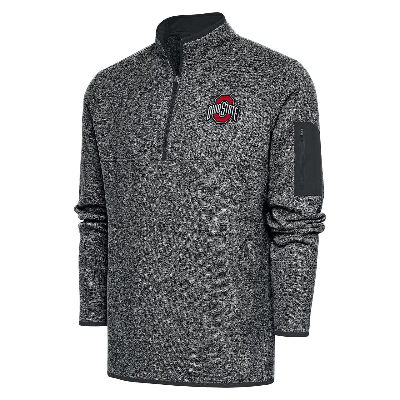 Ohio State Buckeyes black heather quarter zip pullover with stitched logo