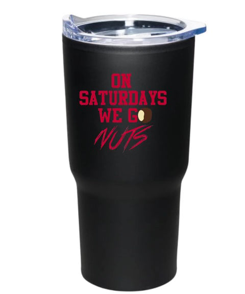 ON SATURDAY WE GO NUTS – 20OZ BLACK TUMBLER
