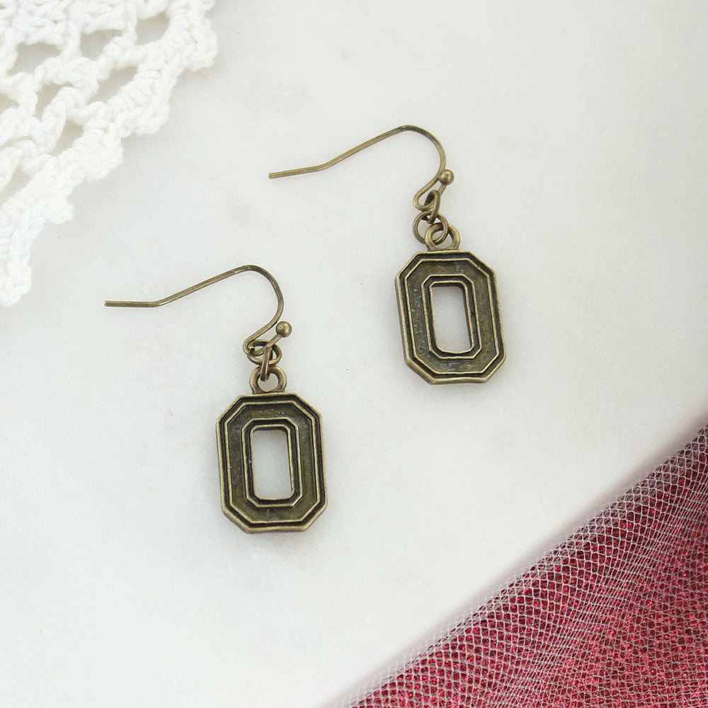 Shepherd hook earrings featuring the Ohio State logo